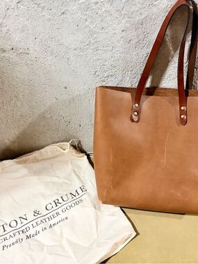 Clayton & Crume Classic Tote in Antique Brown with duster bag